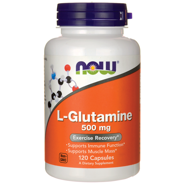 L-Глютамін, 500 мг, Now Foods,120 гельових капсул