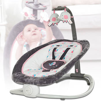 Дитячий музичний шезлонг-гойдалка з регулюванням висоти та 2 підвісками 6917