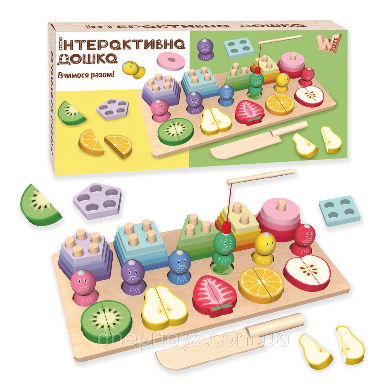 Дерев‘яна інтерактивна дошка Вчимося разом WToys сортер, магнітна гра, риболовля 30*15*5 см (68379), фото 1