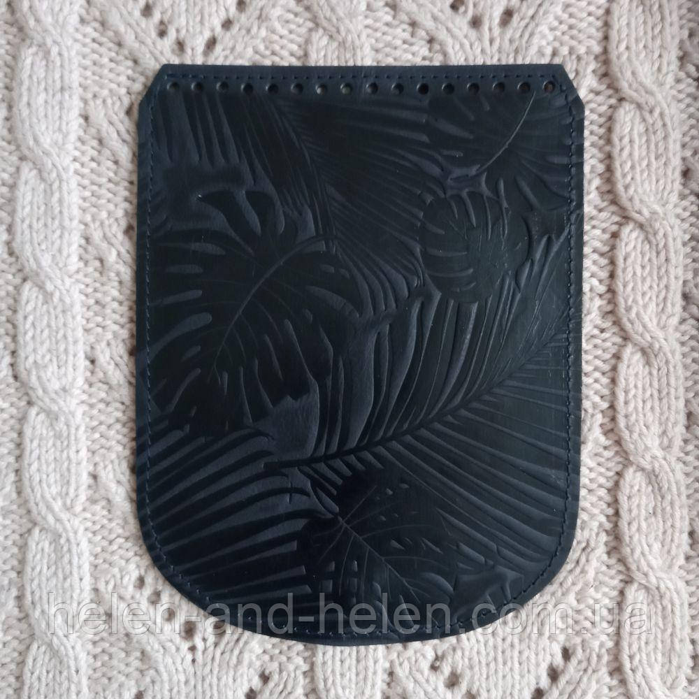 Клапан для рюкзака "Листя". Колір "Темно-синій"., фото 1