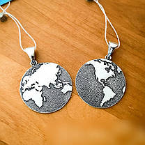 Срібна підвіска Мапа світу, фото 3