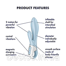 Вібратор-кролик з потужною стимуляцією та надувним наконечником Satisfyer Air Pump Bunny 1, фото 3