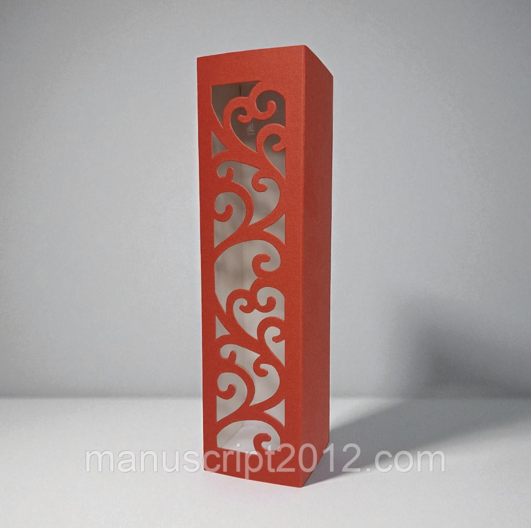 Коробка для макарунс ажурна (200х50х50мм.) червона