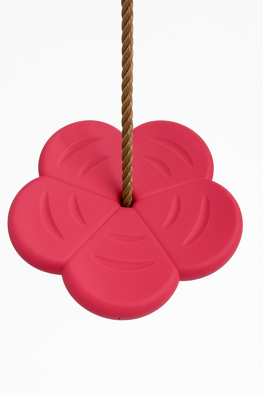 Дитяча гойдалка тарзанка підвісна на канаті WCG Flora кругла квітка із регульованою висотою для дому Рожевий