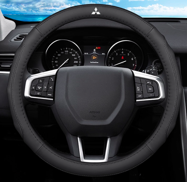 Чохол на кермо для автомобіля Mitsubishi з натуральної шкіри, фото 1