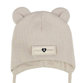 Дитяча шапка для новонароджених малюків демі шапочка з вушками об'єм 38-40 см (0-3 місяці) Шейла Talvi таш