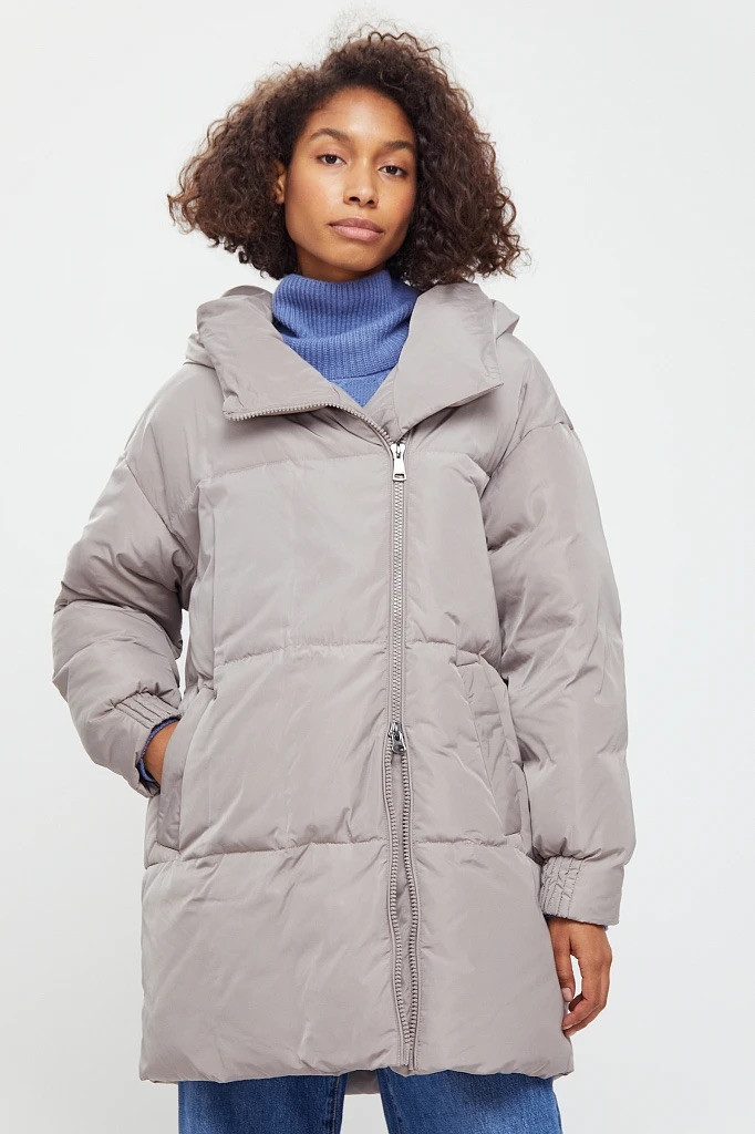 Подовжений жіночий пуховик oversize Finn Flare W20-12005-602 бежева M, фото 1