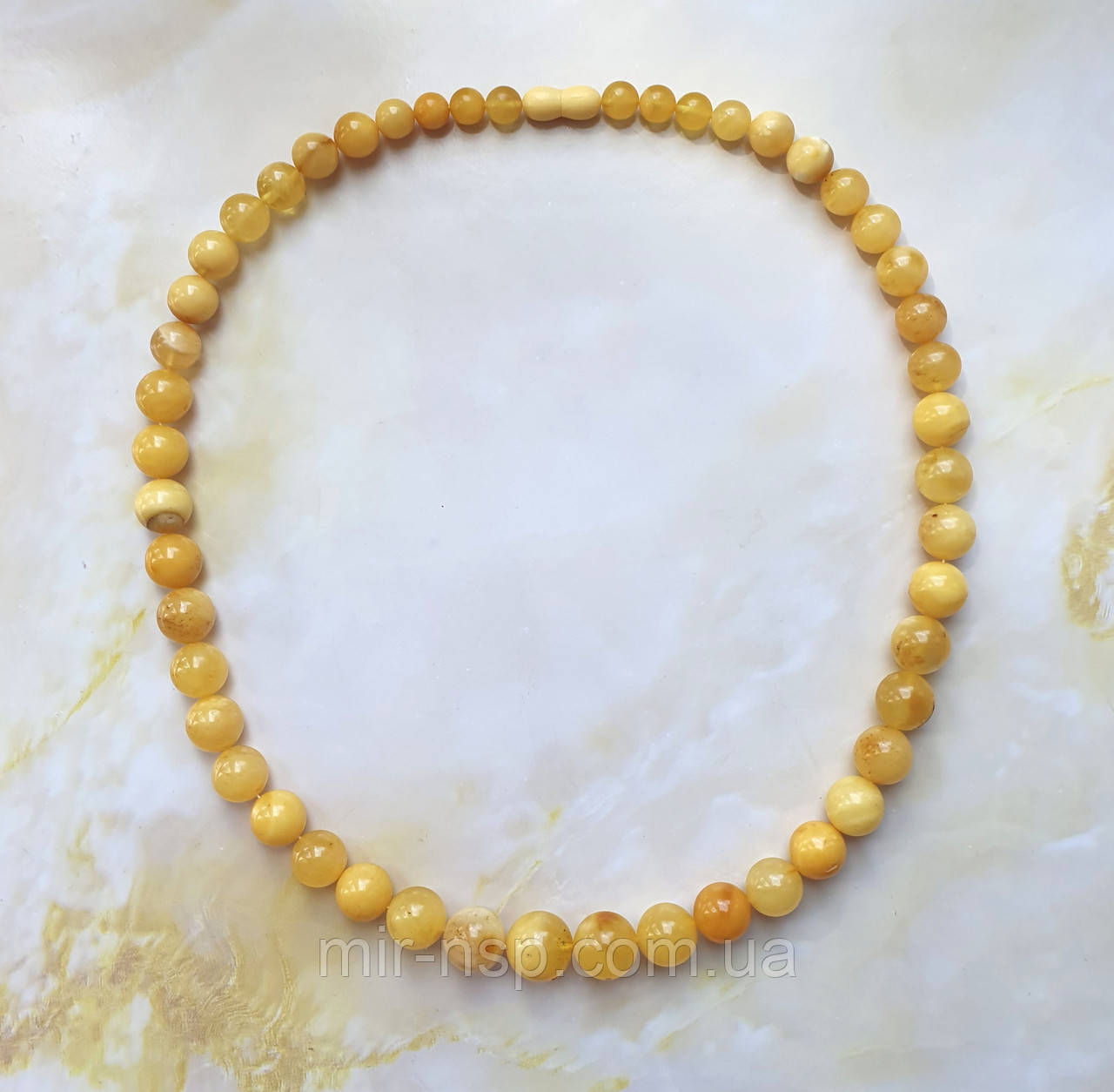Намисто 100% натуральний бурштин куля (не прес, не плавка) вага 35г довжина 54 см, фото 1