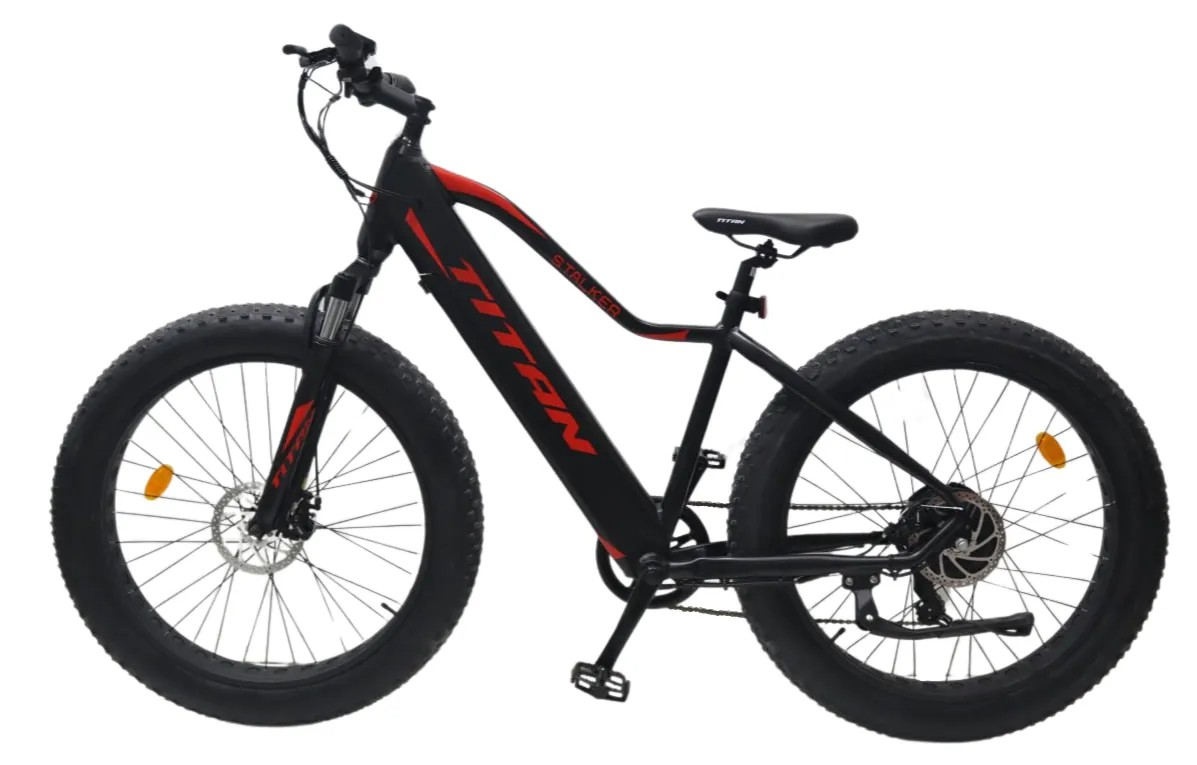 Велосипед з Е-комплектом 26 * 4 "Stalker 2025 500w BAFANG 12ah 48v Рама-18" black-red