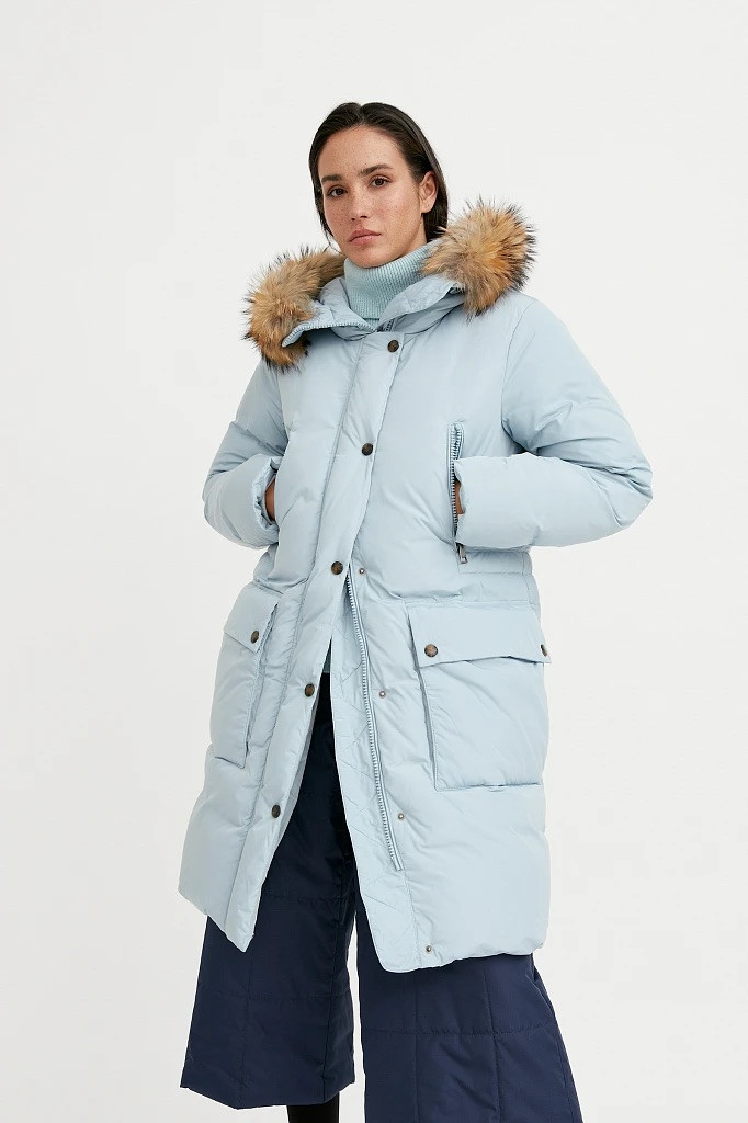 Жіноча пухова парка з хутром Finn Flare W20-12013-106 блакитна 2XL, фото 1