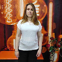 Блуза Модниця жіноча жатка короткий рукав футболка 54 біла