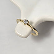 Каблучка золота класична з одним фіанітом тонке