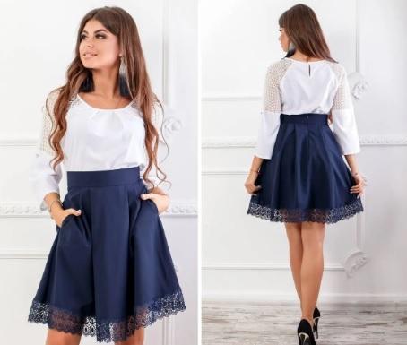 Юбка арт. 319/2 ткань костюмка синий