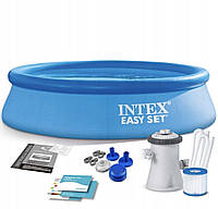 Басейн Intex 28118 з фільтрувальним насосом, об'єм 3077 л, діаметр 305 см, висота 61 см Надувний басейн для сім'ї та друзів