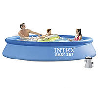 Великий надувний басейн для всієї родини Intex 28118 Easy Set, 305 × 61 см, з фільтр-насосом, об'ємом 3077 л Сімейний басейн для д