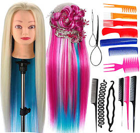 Голова ляльки для зачісок з набором для плетіння косичок для дітей