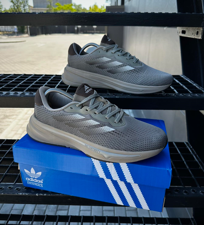 Літні чоловічі кросівки Adidas Adistar Gray Взуття Адідас сірі світлі сітка текстиль дихаючі легкі літо, фото 1
