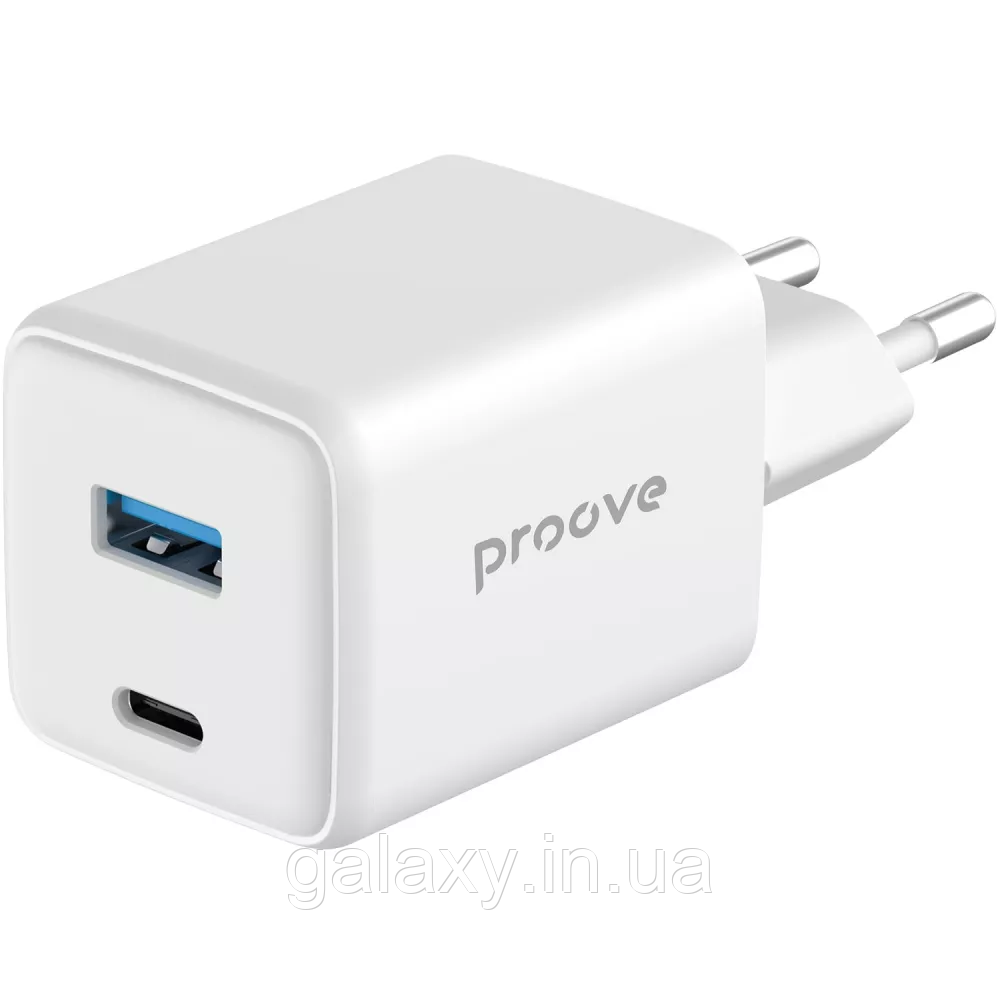 Зарядний пристрій Proove Pocket GaN Plus 25W (Type-C + USB) White, фото 1