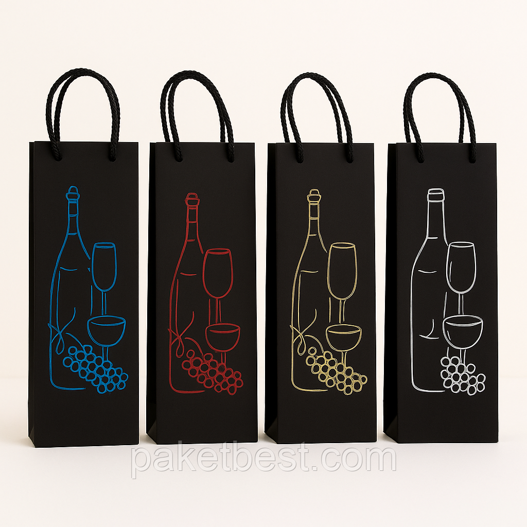 Пакет подарунковий під пляшку(12,5х36х8,5см) Мікс