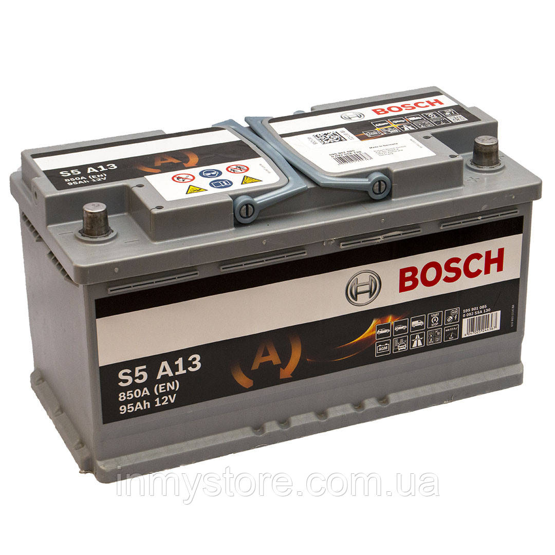 Автомобільний акумулятор 6CT-95 Bosch (S5A13) AGM, 95Ah-12V (353х175х190), (+ праворуч), EN850, фото 1