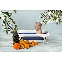 Складна дитяча ванночка для купанняз подушкою біло-синя Ricokids