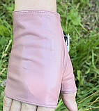 Шкіряні жіночі рукавички без пальців, фото 3