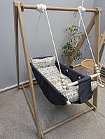 Гойдалка-гамак підвісна, колиска дитяча від 2 міс. до 8 років, люлька трансформер, стійка окремо