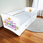 Ліжко для дівчинки Принцеса Кіндер Кул на ламелях із захисними бортиками, шухляда в комплекті, фото 4