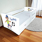 Ліжко для хлопчика Футбол Кіндер Кул на ламелях із захисними бортиками, шухляда в комплекті, фото 4