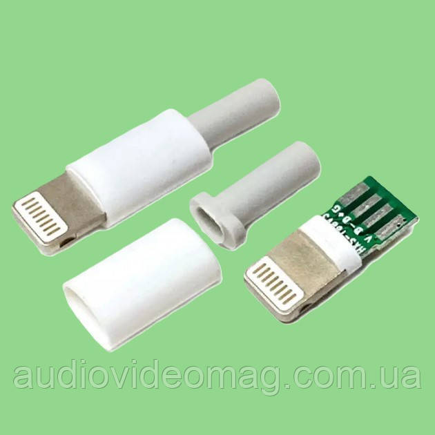 Штекер iPhone (Lightning) розбірний, для паяння. на кабель, білий, фото 1