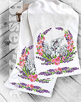 8067 набор для вышивки бисером Свадебного рушника 220*30 см с лебедями и лавандой