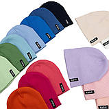 Дитяча шапка для малюків шапочка в рубчик для дітей об'єм 52-54 см (2-5 років) Тіфані Talvi лавандовий, фото 4