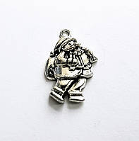 Подвески металеві Finding Кулон Дід Мороз Санта-Клаус Святий Миколай з мішком Античне срібло 23 мм х 16 мм