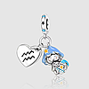 Срібний шарм-підвіска в стилі Pandora 925 проба Aquarius знак зодіаку Водолій шармик-намистина на браслет ПАНДОРА, фото 2