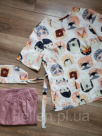 Принтована хірургічна кофта/куртка "Мордочки звірят", фото 1