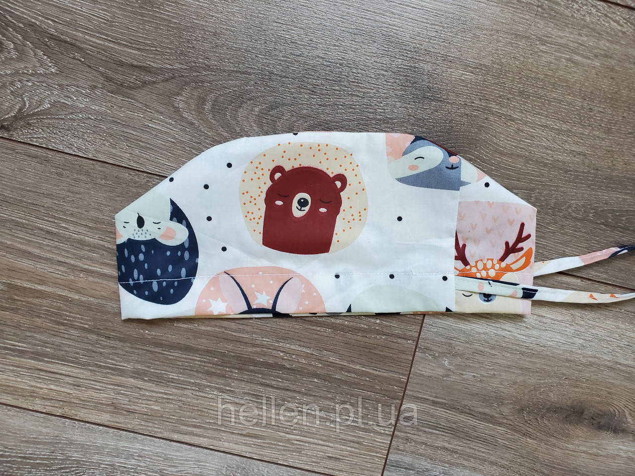 Принтована медична шапочка "Мордочки звірят"