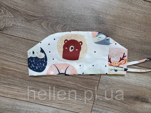 Принтована медична шапочка "Мордочки звірят", фото 1