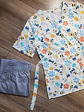 Принтована хірургічна кофта/куртка "Бджоли", фото 3