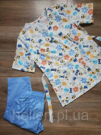 Принтована хірургічна кофта/куртка "Бджоли", фото 1