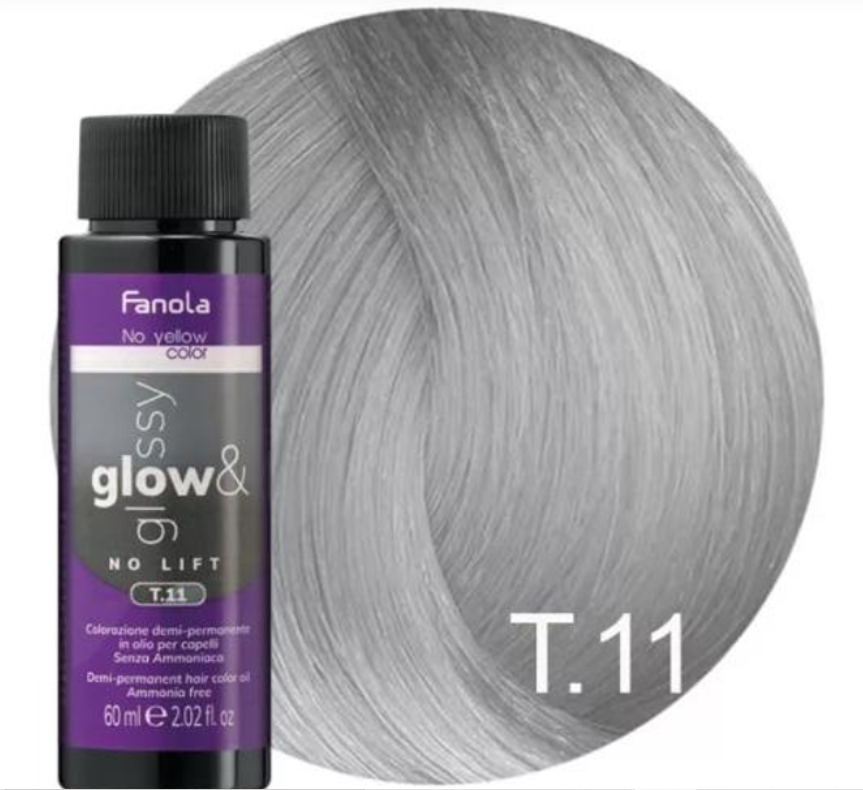 T.11 Деміперманентна фарба для волосся на олійній основі Fanola Glow & Glossy No Yellow 60 мл