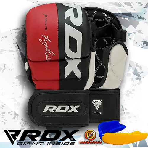 Рукавички для MMA змішаних єдиноборств бойового самбо мма бітки рукопашного бою шінгарти RDX T6 Red розмір L капа в комплекті