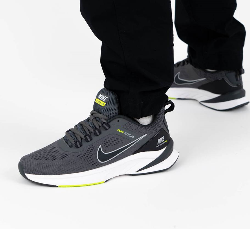 Літні кросівки сітка Nike Air Zoom сірі чоловічі Найк Аир Зум легкі текстиль піна, фото 1