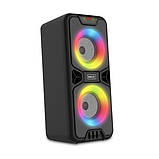 Портативна колонка BKK B86 Акустична система 20 Вт 2 x 4" RGB-підсвітка 3000 мА·год TF Card Чорний, фото 2