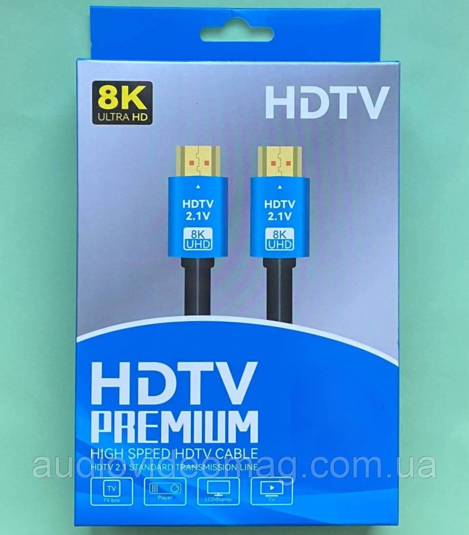 Кабель HDTV, HDMI ver. 2.1, підтримка UHD 8K, довжина 2 метра, фото 1