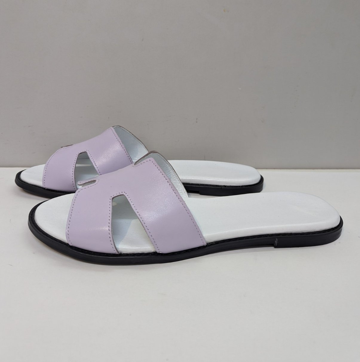 STTOPA Розміри 43-28 см. Шльопанці великих розмірів шкіряні. 438-4045 Бузкові, фото 1