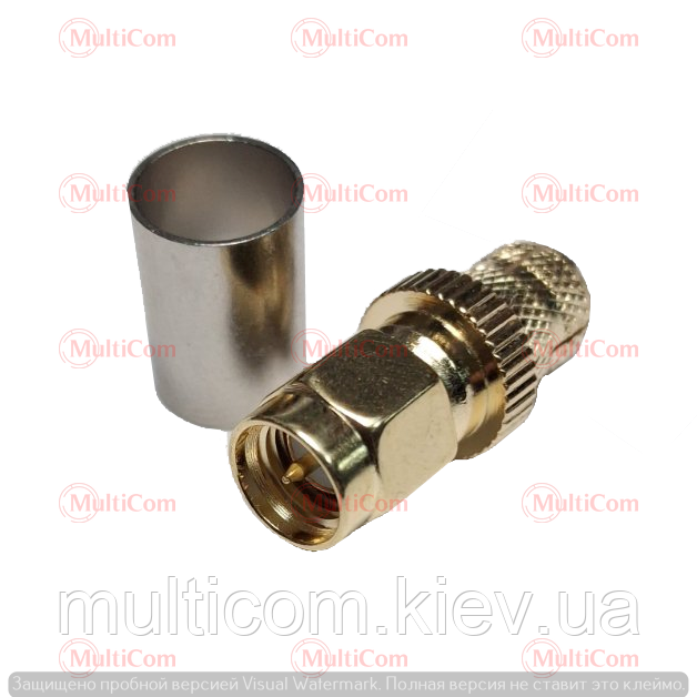 01-11-070. Штекер SMA (RG-6) під кабель, обжимний, латунь, фото 1