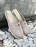 Мюлі жіночі з замшу бежеві зі світлою підошвою, фото 5