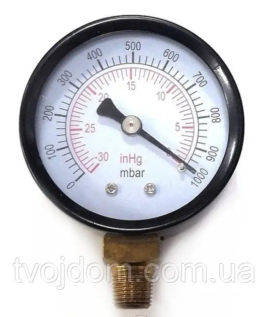 Манометр VALUE 310500104 мановакууомметр діаметр 50 мм,чорний,під'єднання знизу