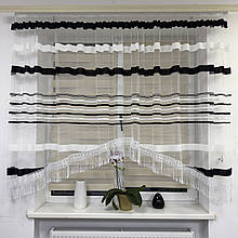 Арка на кухню фатинова з макраме біло-чорна