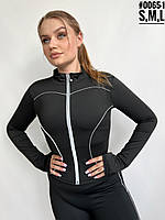 Рашгард жіночій на блискавці з світловідбиваючими смужками розмірний ряд S М L
